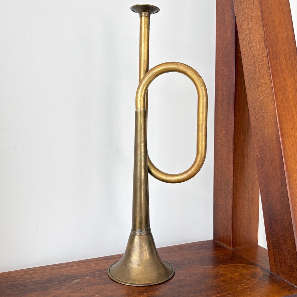 Vintage Brass Bugle Horn Decorative Musical Instrument Made in India 10 Inch